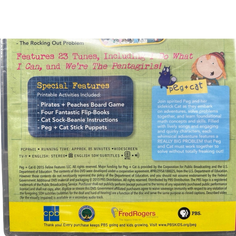 PBS Kids Peg + Cat Peg Rocks DVD 2015 New Sealed Math Learning Musical TV-Y - Picture 4 of 6